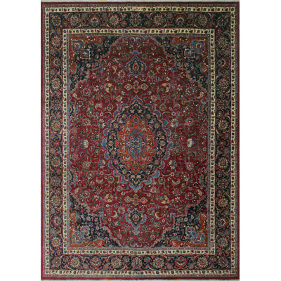 One-of-a-Kind Raekwon Hand-Knotted Burgundy 9'9" x 13' Wool Area Rug
