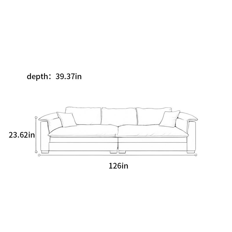 Canapé simple et moderne en tissu, H 23,62 po x l 126 po x P 39,37 po, 5