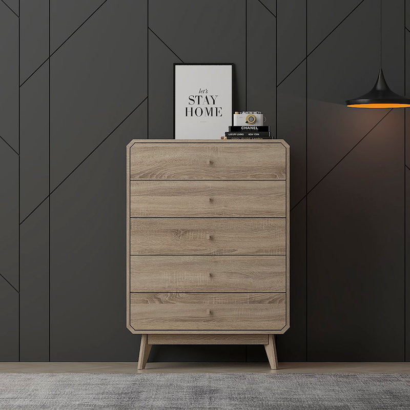 Kalmar 80cm W 5 - Drawer Chest of Drawers, Oak
