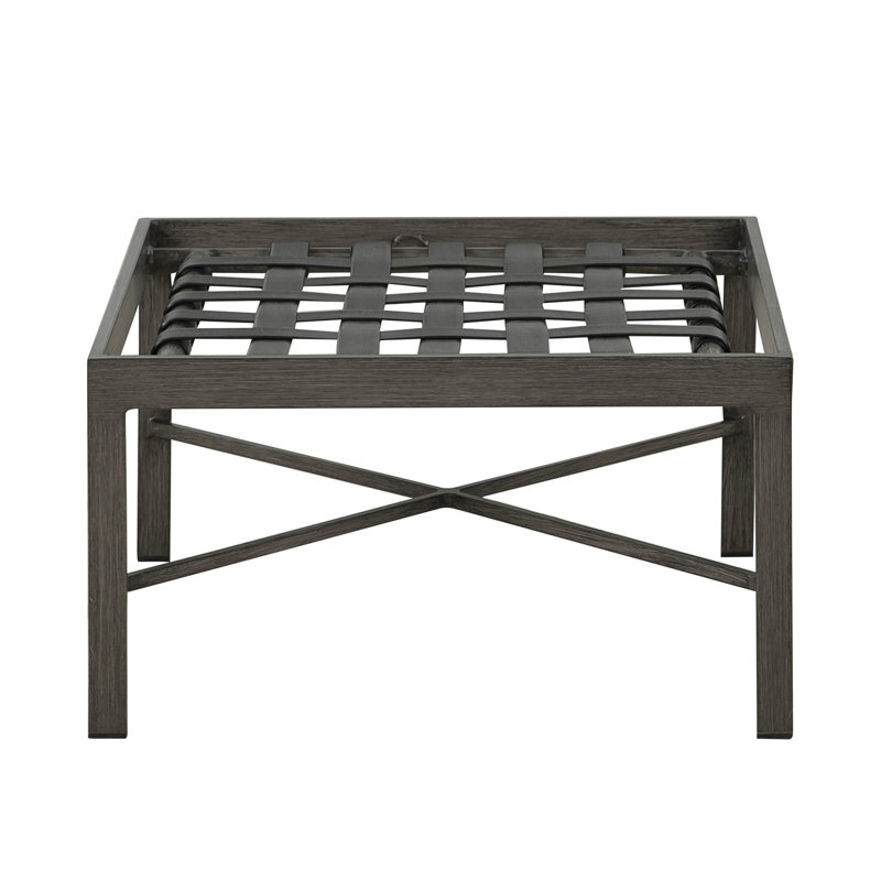 Monaco Outdoor Ottoman With Cushion, No Welt, Linen Forest, Slate Gray
