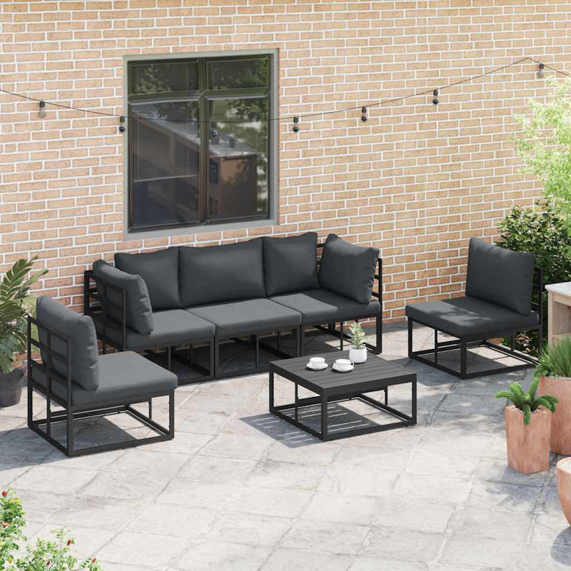 vidaXL Garden Sofa Set with Cushion Aluminium Outdoor Furniture Modern