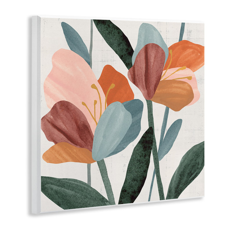 Abstract Azalea Flower Petals Pink Blue Design by Annie Warren - Painting Print