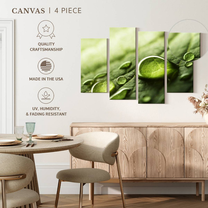 Harnek Dewdrops sur feuille verte, H 27 po x l 43 po