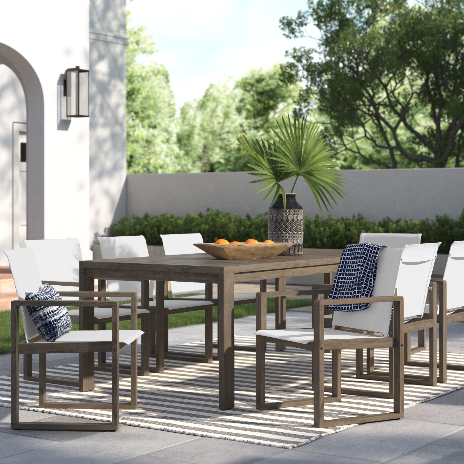 Joly 87" Eucalyptus Patio Dining Set