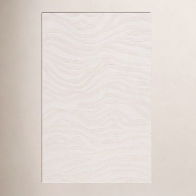Burleson Ivory Hand-Tufted Abstract Wool Rug