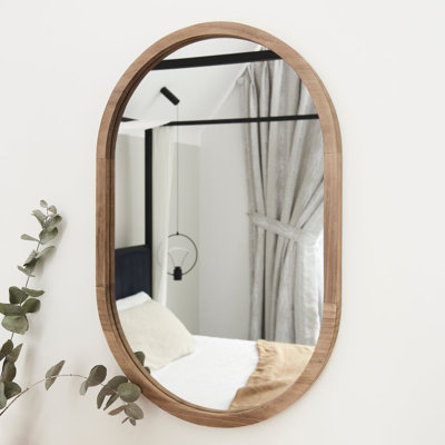 Nickalls Solid Wood Oval Mirror