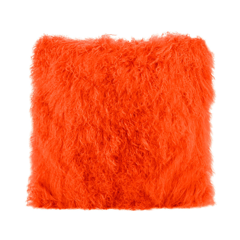 Tibetan Lamb Sheepskin Pillow by Outpost Original, 20" x 20", Coral