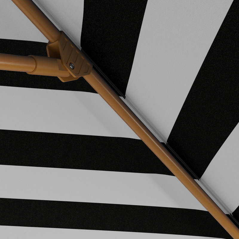 Parasol en teck 11 pi, Rayures blanches/noires