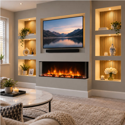Castleton Fires & Fireplaces Black Electric Fireplace with 6824.28 BTU