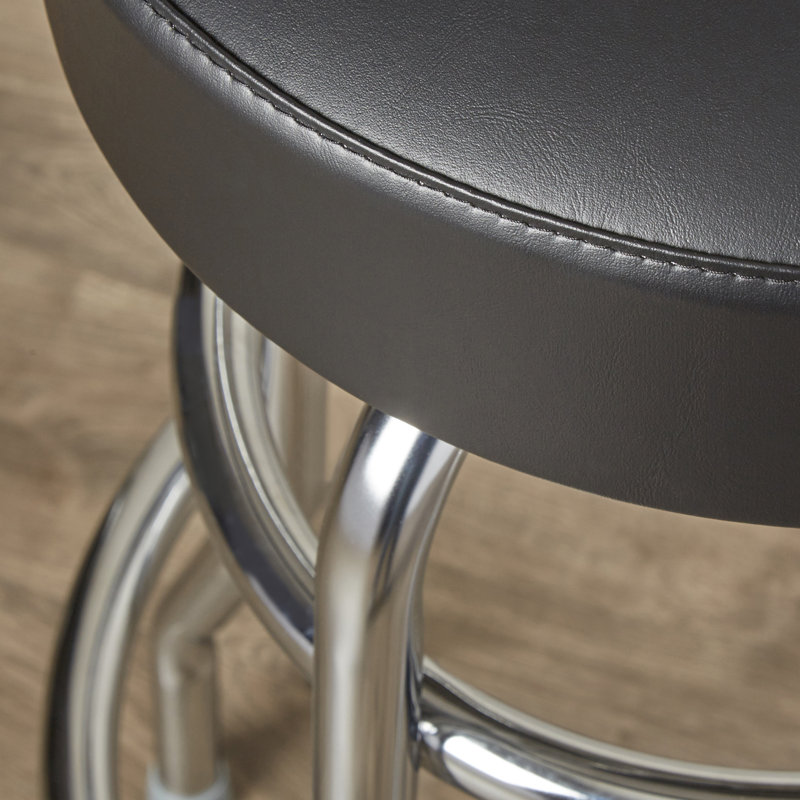 Retro Home Double Ring Swivel 30" Bar Stool, Black