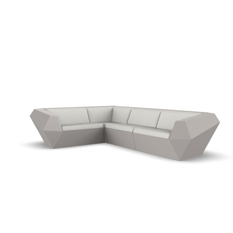 Faz 122.5" Wide 4-Seat Outdoor Reversible Patio Sectional with Cushions, Ecru, Nautical Taupe