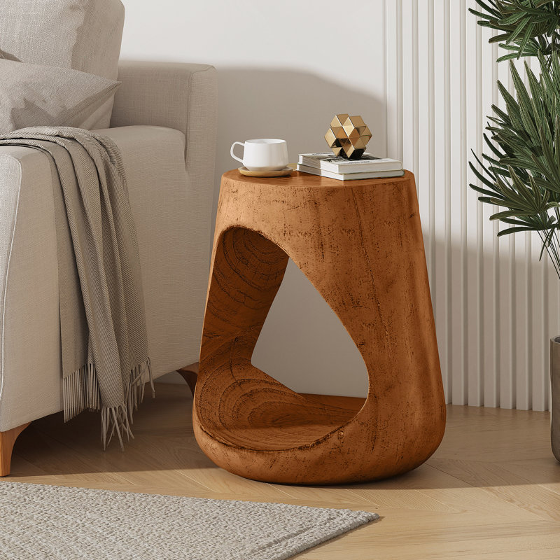 Table d'appoint, texture semblable au bois, Marron antique
