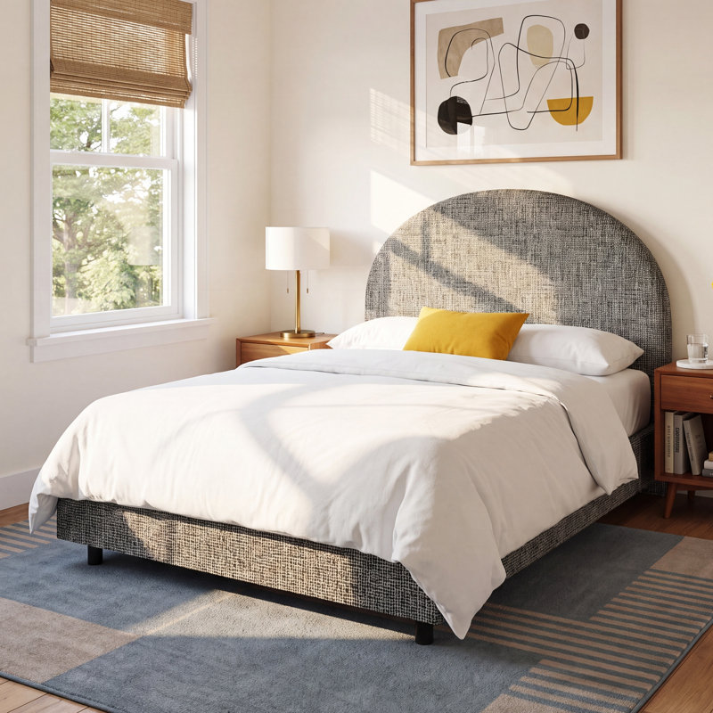 Aidy Upholstered Standard Bed, Twin, Modern Pepper Tweed