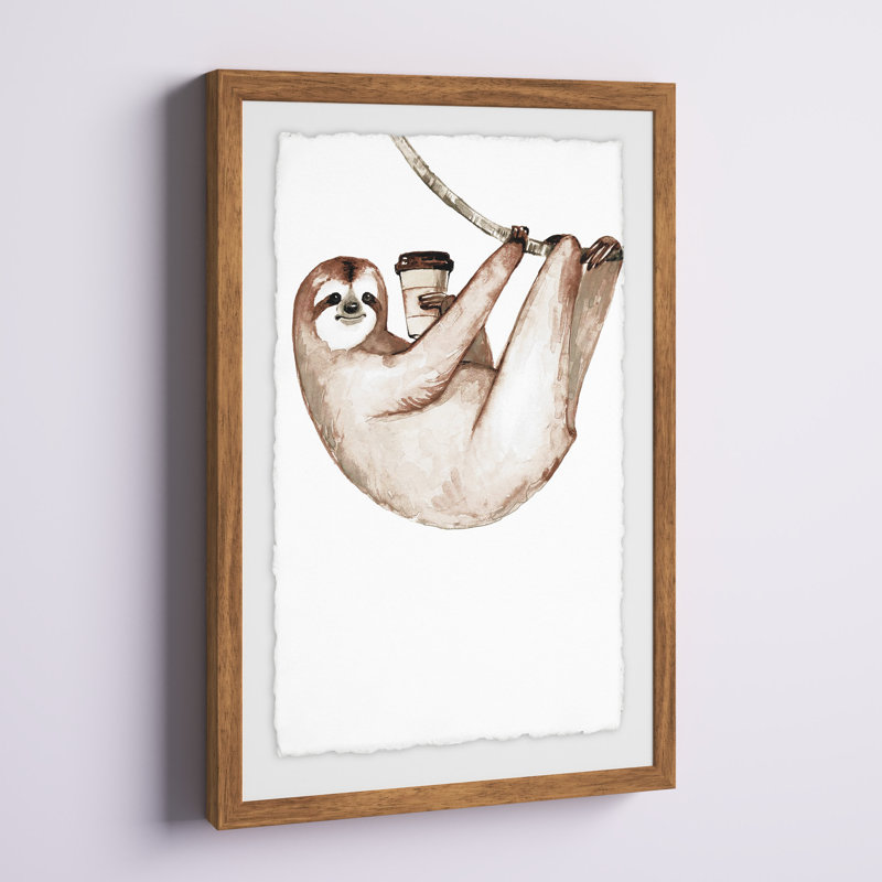 'Sloth Coffee' Framed Print, 30" H x 20" W x 1.5" D