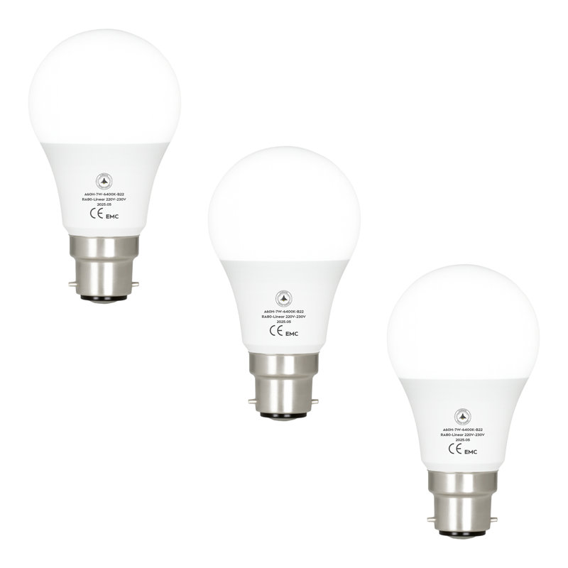 3 PackLED B22 A60 Light Bulb 9W (100W Equivalent) Cool White 6400K Bayonet 820Lumens GLS Golf, Non-Dimmable, CRI 80 Modern Style Home Lighting Decoration Bulb