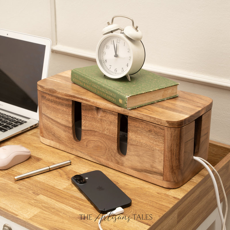 LuxeDesigns – Handcrafted Mango Wood Cable Organizer