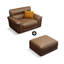 Chaise avec accoudoirs avec coussin en cuir véritable Coffee
