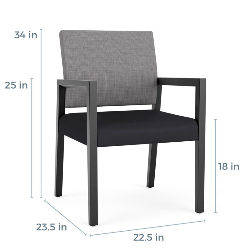 Chaise d'invité de réception Brooklyn, Black, Gris Chambray / noir Patriot Plus