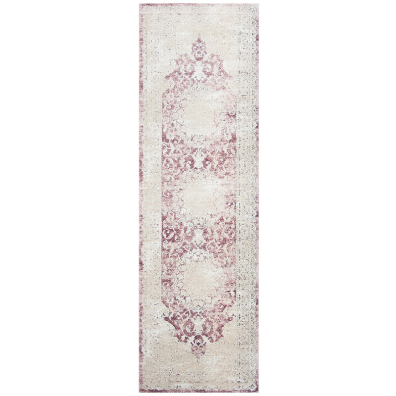 Tapis oriental rose / beige Prager, Rectangle 3 pi x 10 pi