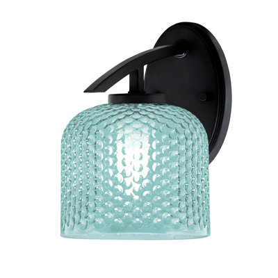 Kurve Wall Sconce 6" Turquoise Textured Glass