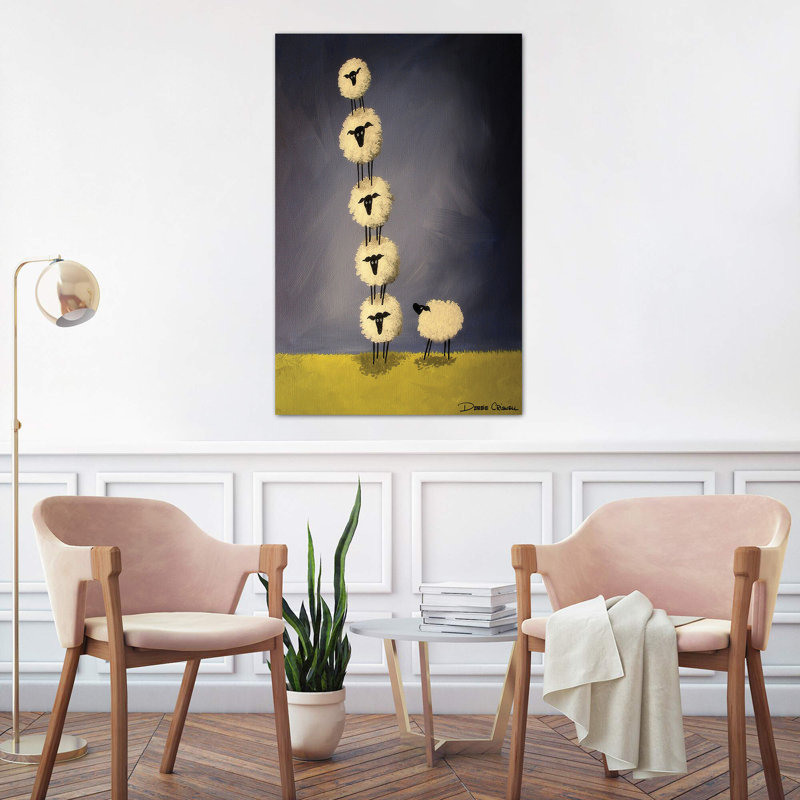 Leaning Tower Of Sheepisa by Debbie Criswell - Floater Frame Painting on Canvas, 101.6cm H x 66.04cm W x 1.91cm D, No Frame