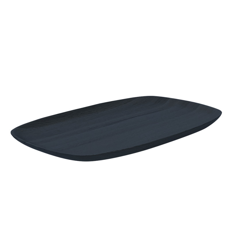 Kokoro Solid Wood Decorative Tray, Black/Blue