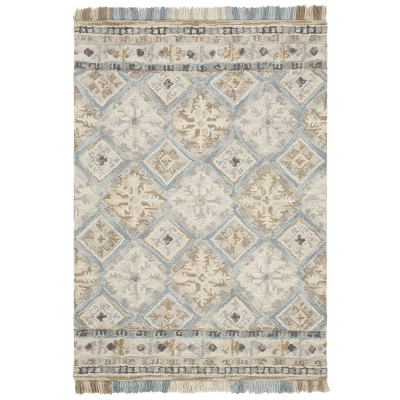 Ferrera Hand-Tufted Wool/Cotton Beige Area Rug, Rectangle 4' x 6'
