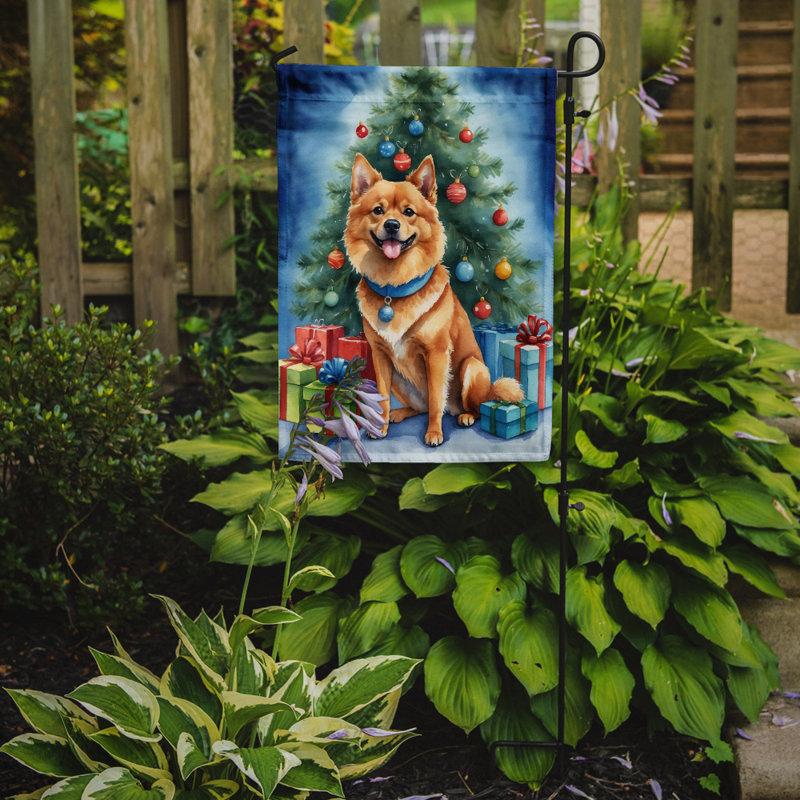Drapeau de Noël renne de jardin, Spitz finlandais