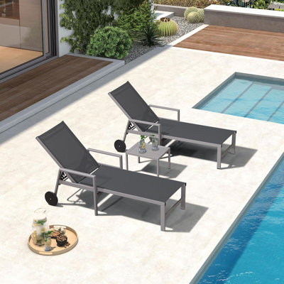 Ensemble de chaises longues de patio en aluminium 3 pièces Kadence