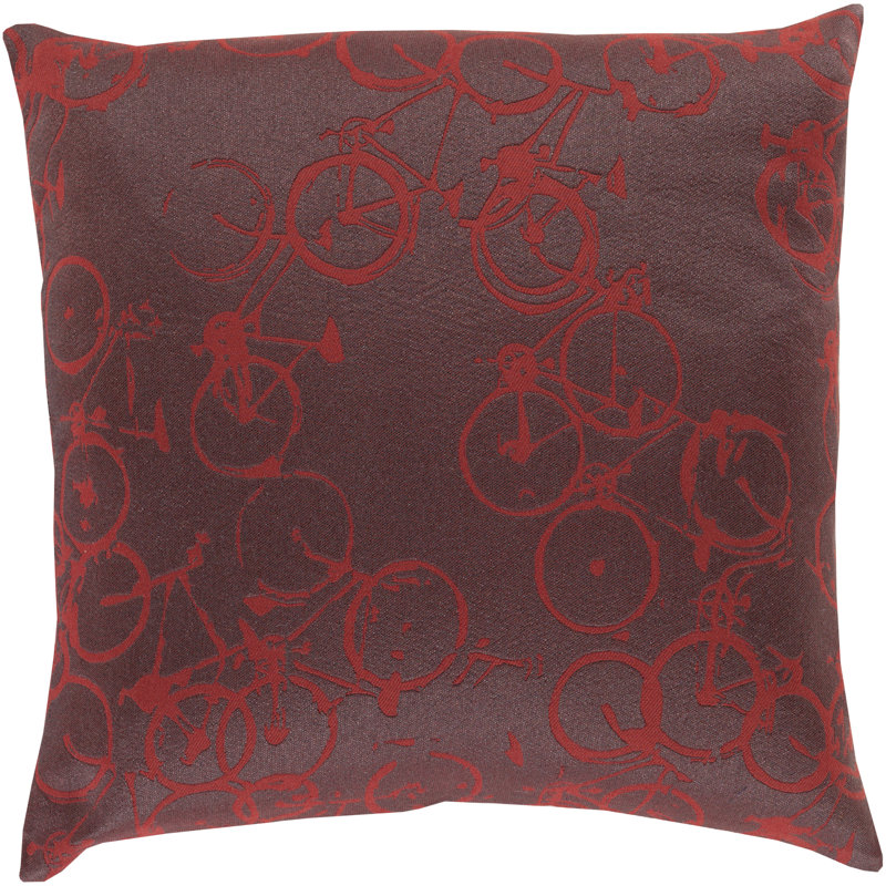  Coussin vélo, Housse de coussin seulement - sans insert, 18 po x 18 po, Rouge foncé / gris anthracite