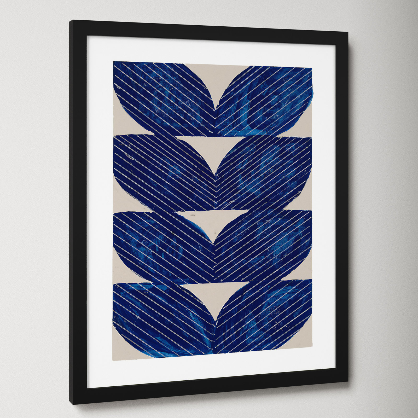 Blue Chevron "Navy Chevron" Painting, Black, 25" H x 20" W x 1.25" D