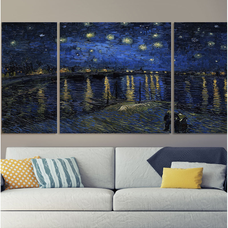 « starry night over rhone », reproduction d’image multi-pièces sur toile, H 40 po x l 80 po x P 1,5 po