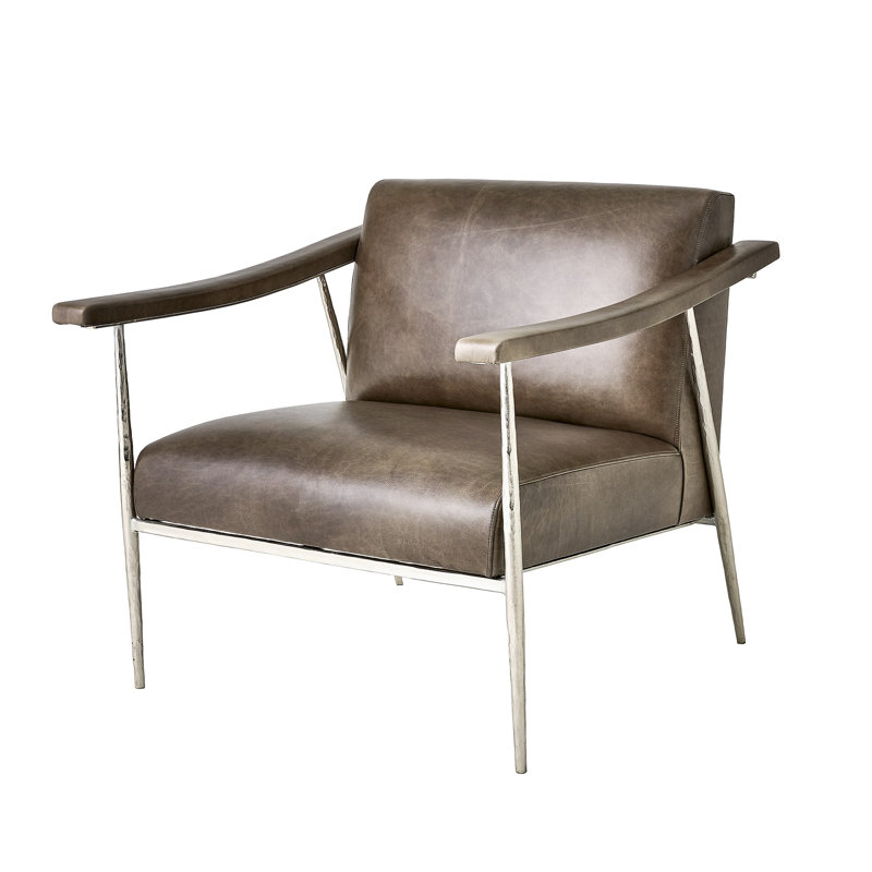Fauteuil en cuir L. Brooks - nickel