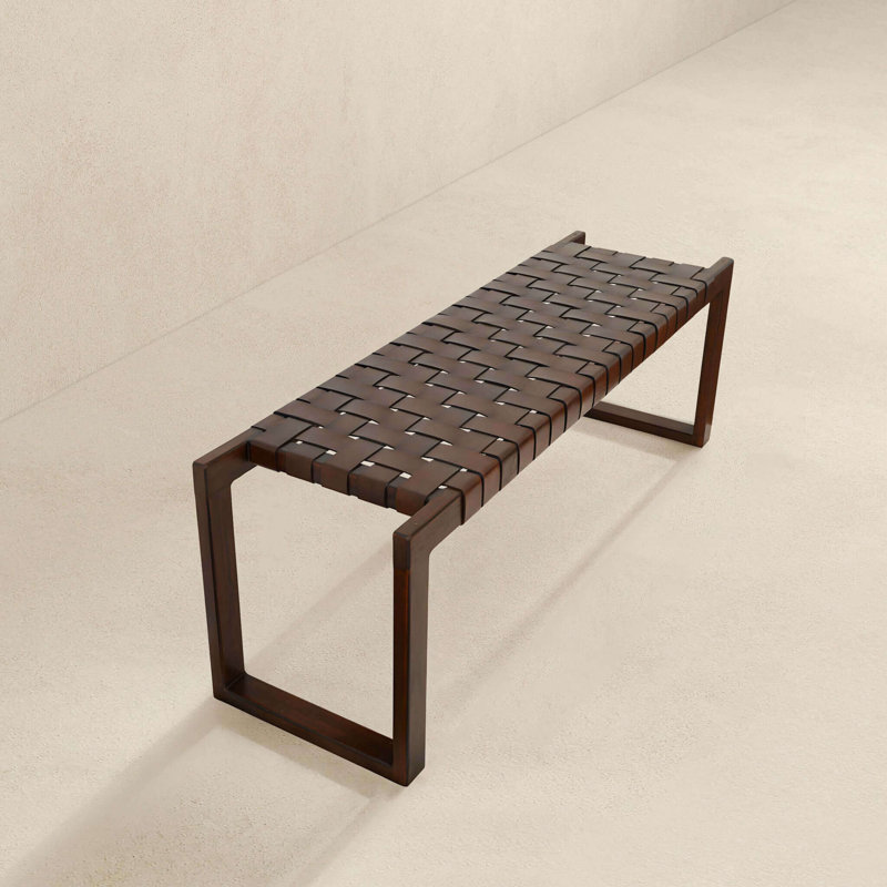 Banc en cuir brun clair Christina