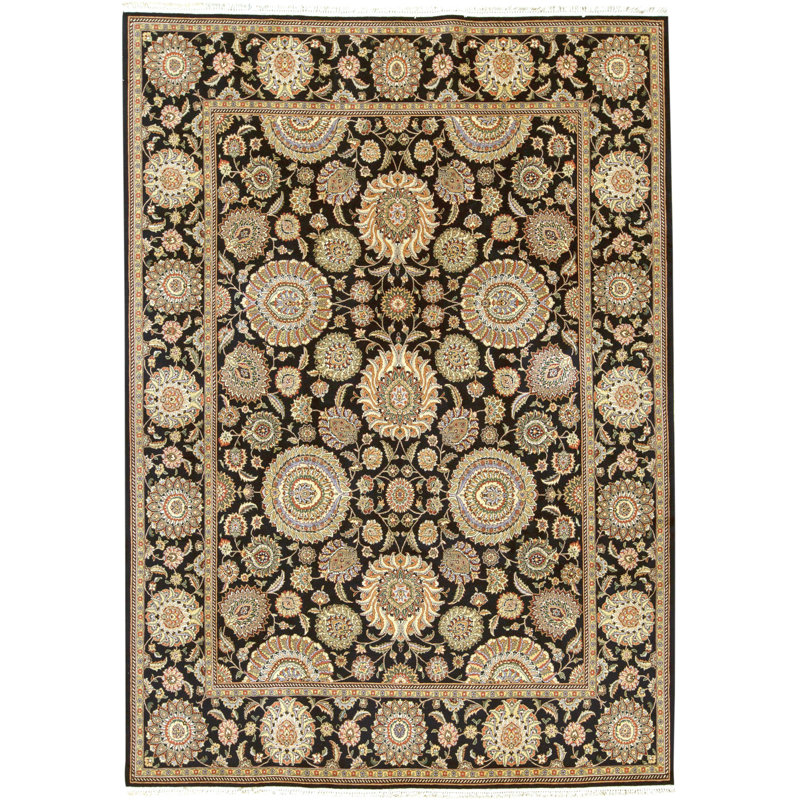 High-Quality Hand-Knotted Black Area Rug