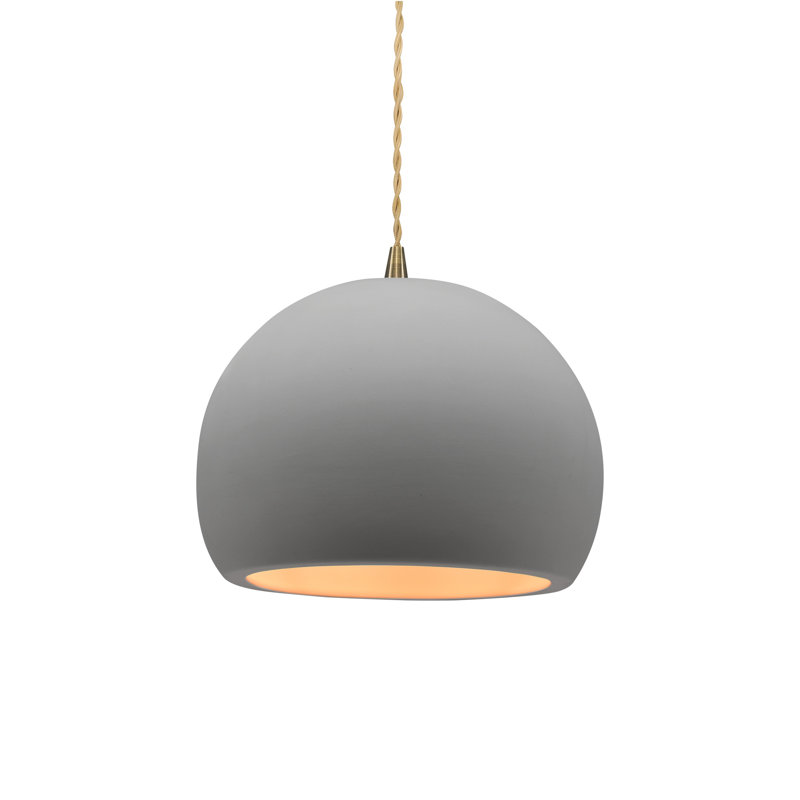 Luminaire suspendu à 1 lumière Aschwin, H 6 po x l 7 po x P 7 po, Bisque, Laiton antique