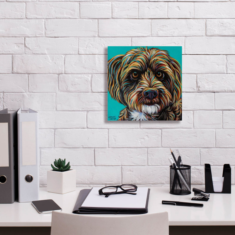 «Blue Doodle Brother 1» par Carolee Vitaletti, art mural sur toile, H 12 po x l 12 po x P 0,75 po