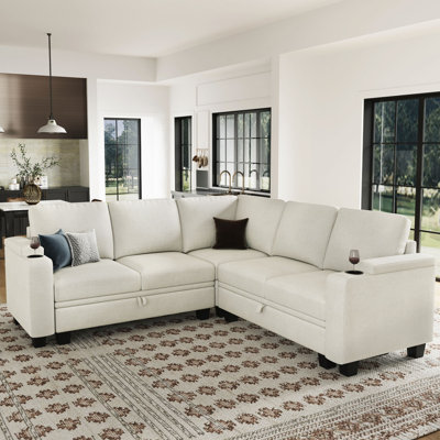 Penelopa 4-Seat Chenille Modular Sofa with Storage 