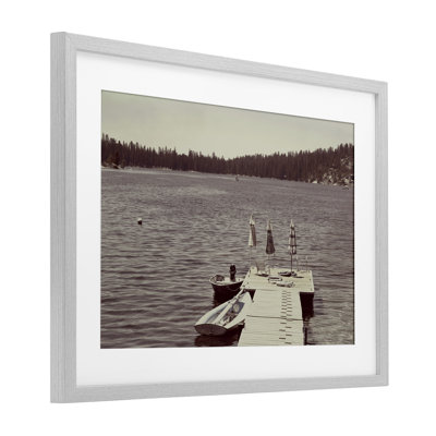 Vintage Lake Life Dock Framed Print Under Glass, design by Gemma Bardot