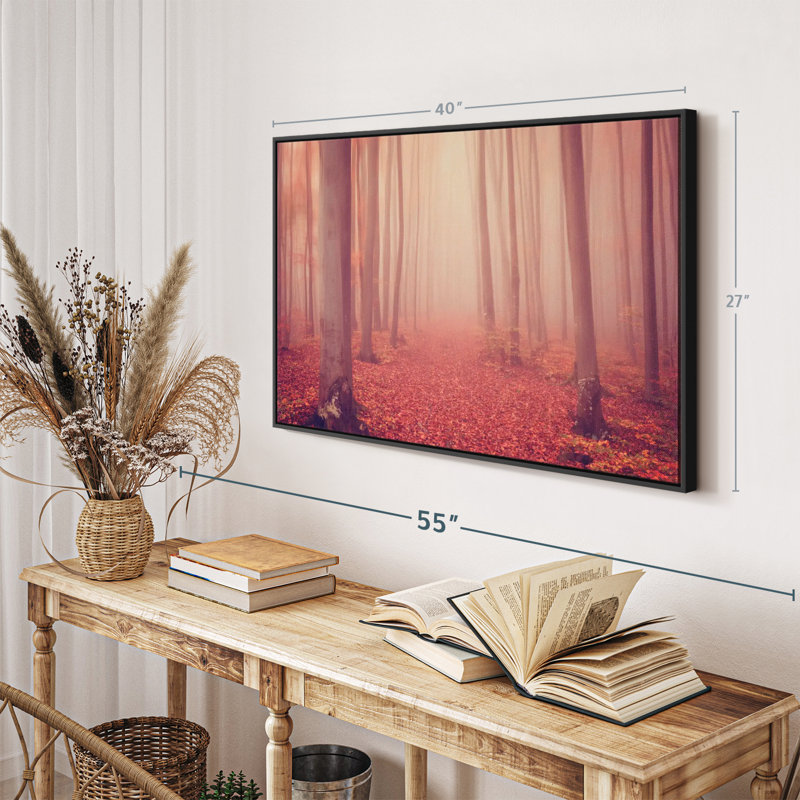 Nature «Foggy Red Forest Canvas Print», H 27 po x l 40 po