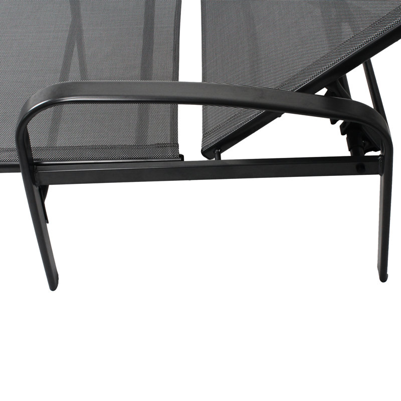 Outdoor Poolside Lounge Chair In Gray - Steel, Rust Resistance, Waterproof Fabric, Pillow, Adjustable Patio Recliner Strong Steel Construction, Breathable