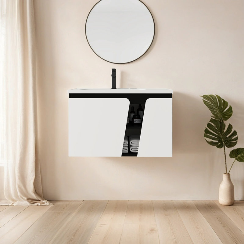 Meuble-lavabo simple 31,72 po avec comptoir en céramique Lashira