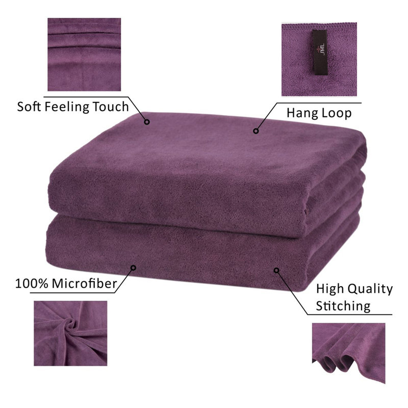 Ensemble de serviettes de bain en polyester 2 pièces Soft, Mauve foncé