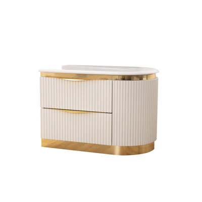 Contemporary 2 Nightstand In White And Gold For A Modern Bedroom Look Fashionable Style