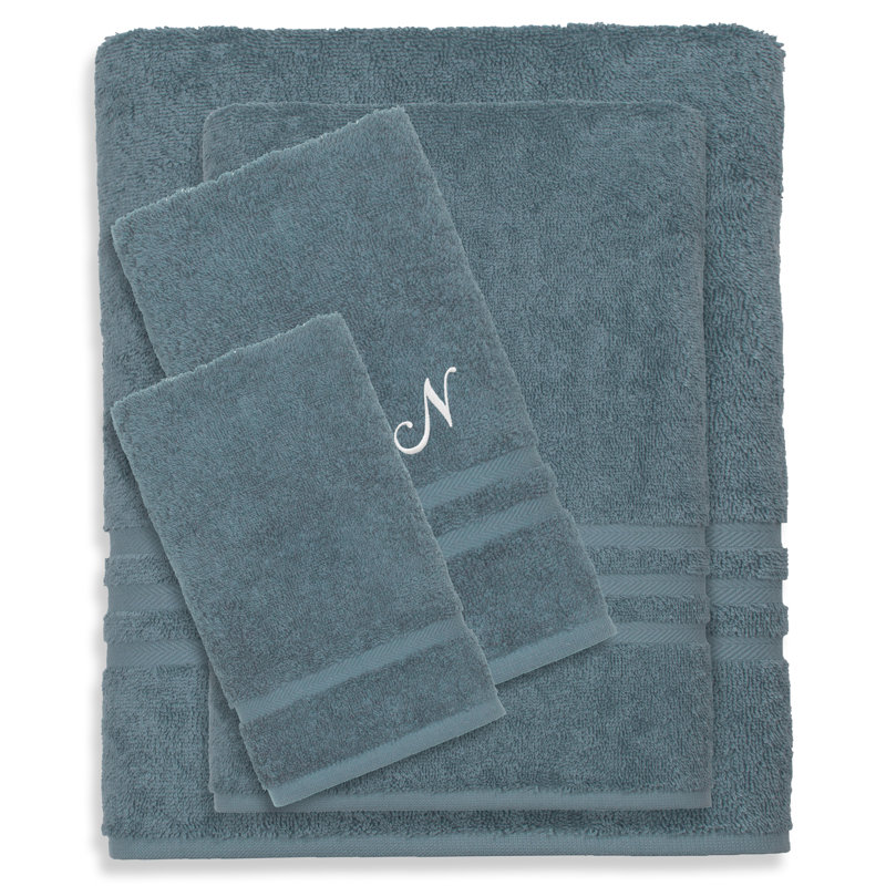 Ensemble de serviettes 4 pièces 100% coton Denzi, Bleu, N
