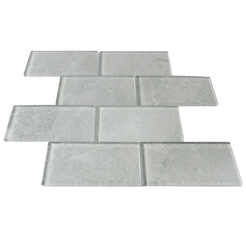 Guro 3" x 6" Glass Stone Look Subway Wall Tile