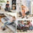Charcoal Gray Foot Rest , Linen Fabric, Comfortable For Home Furnishing Covered Rest, Small All Interiors,