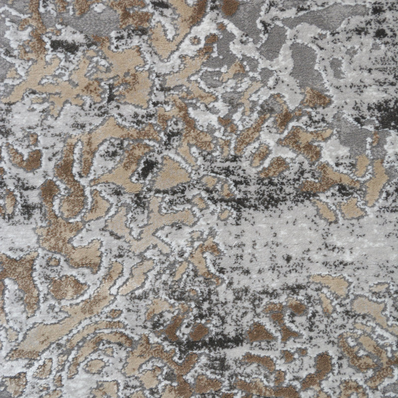 Tapis abstrait gris, Rond 7 pi 10 po