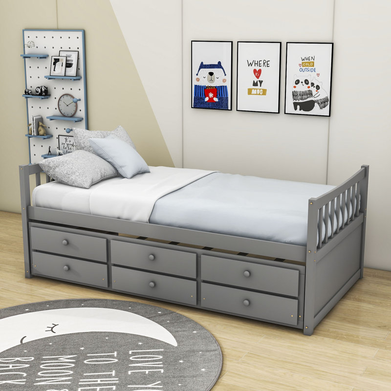 Lit de jour simple avec couchette Stewumin, gris
