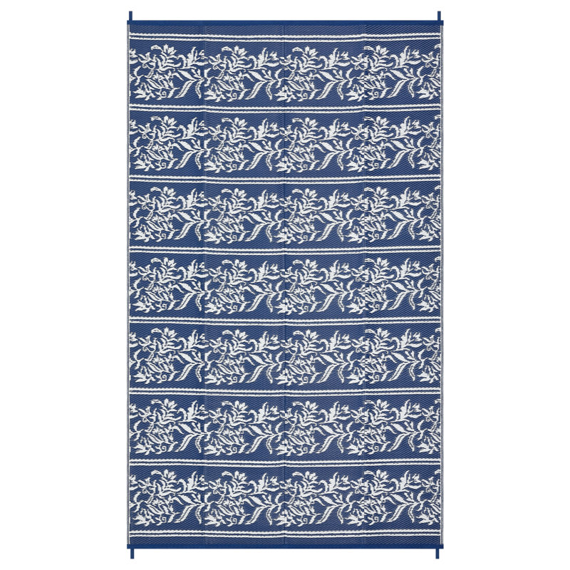 Area Rug Waterproof Reversible Outdoor Rug  Boho Leaf Design  Patio Rug Lightweight, UV & Mark Resistant Patio Carpet with Stakes & Storage Bag for RV, Camping, Picnic, Deck, Backyard